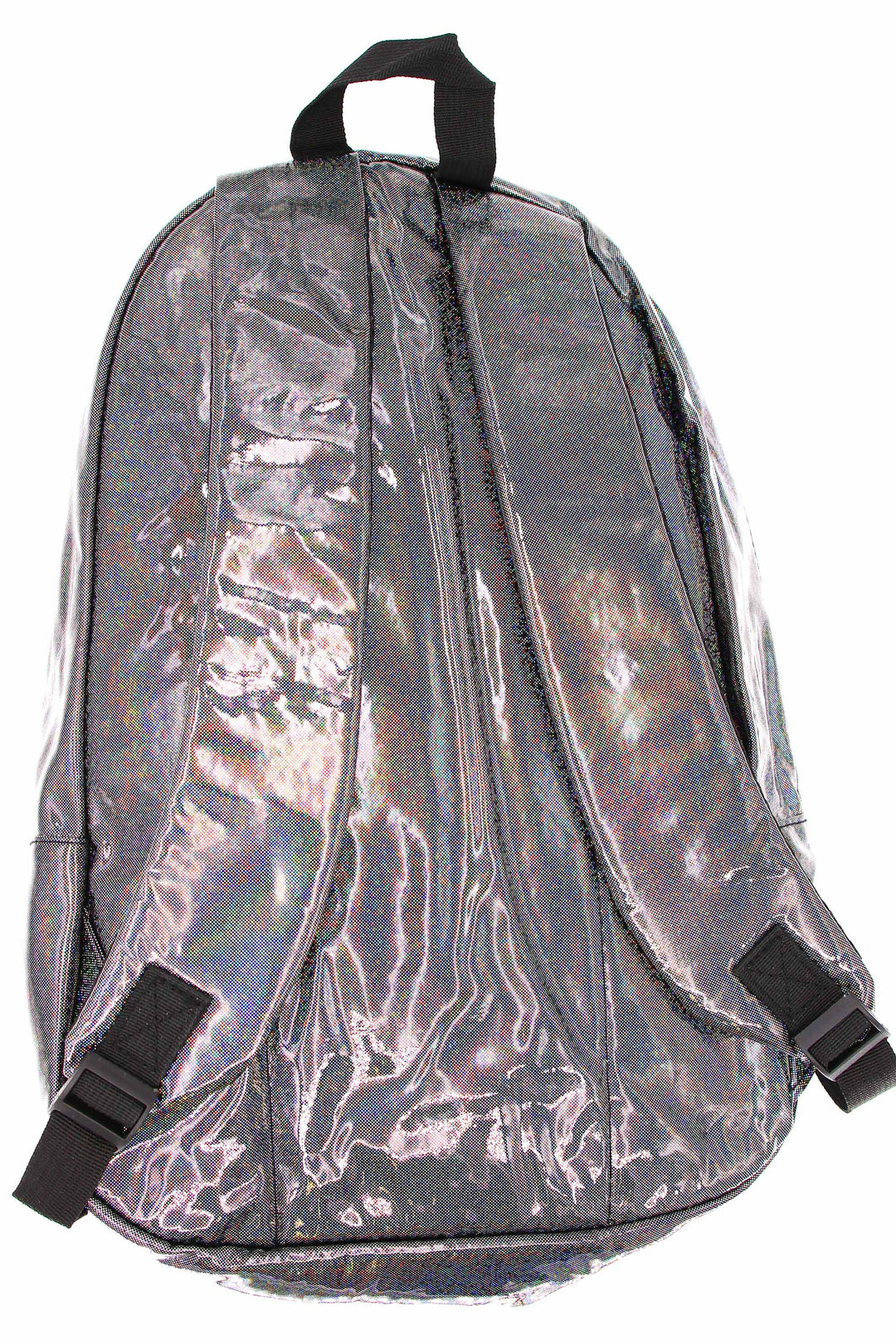 Shiny Silver Rainbow Glitter Metallic Backpack (One Size Regular,Silver)