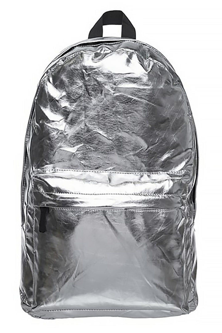 Shiny Silver Metallic Backpack (One Size Regular,Silver)