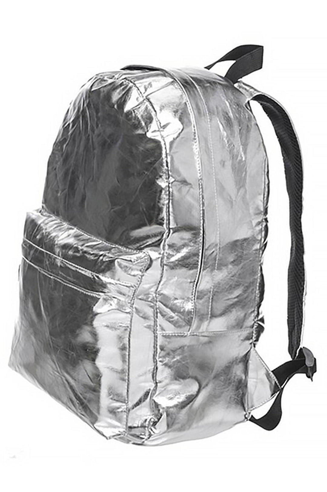 Shiny Silver Metallic Backpack (One Size Regular,Silver)