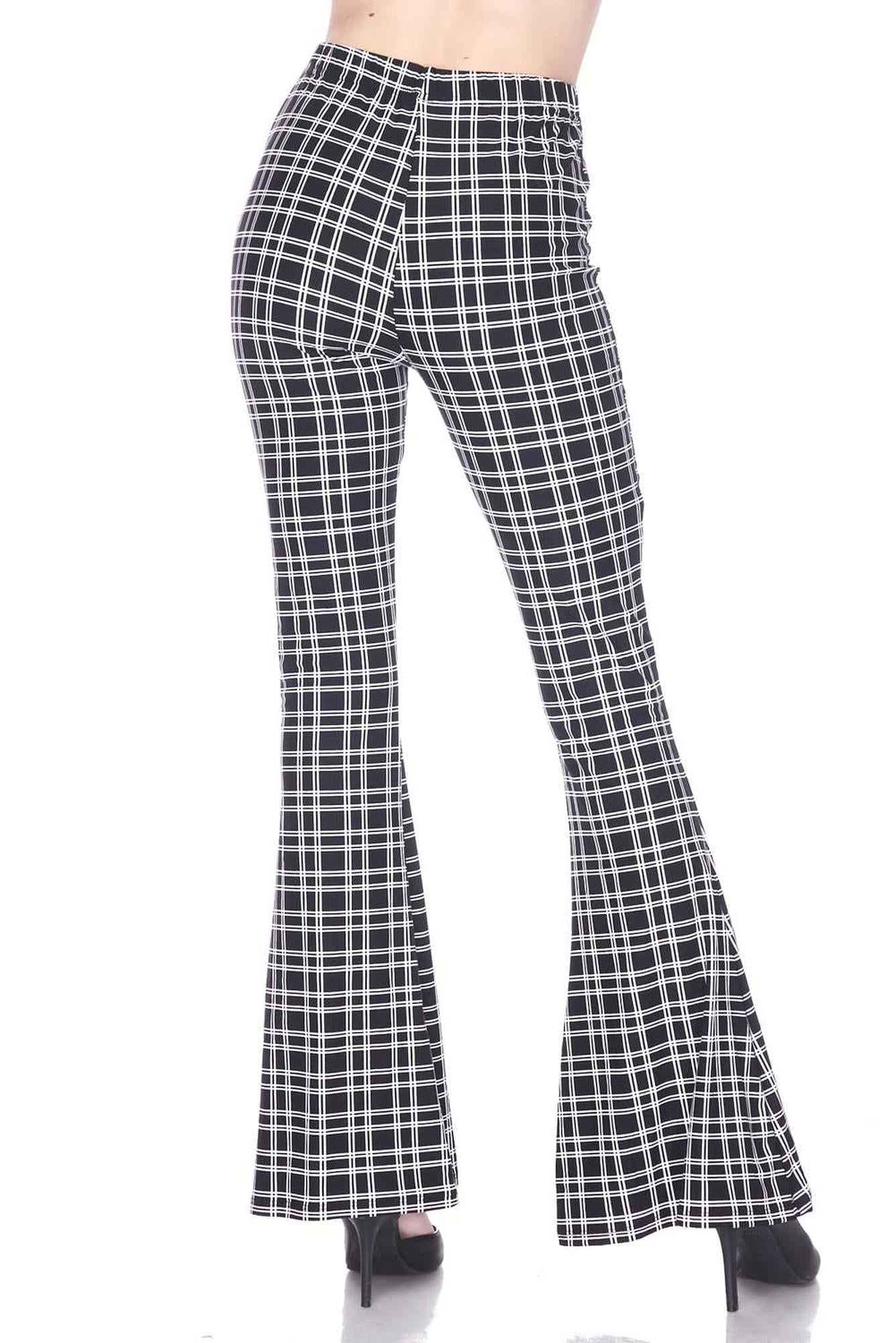 Buttery Smooth Simple Squared Plaid Bell Bottom Leggings