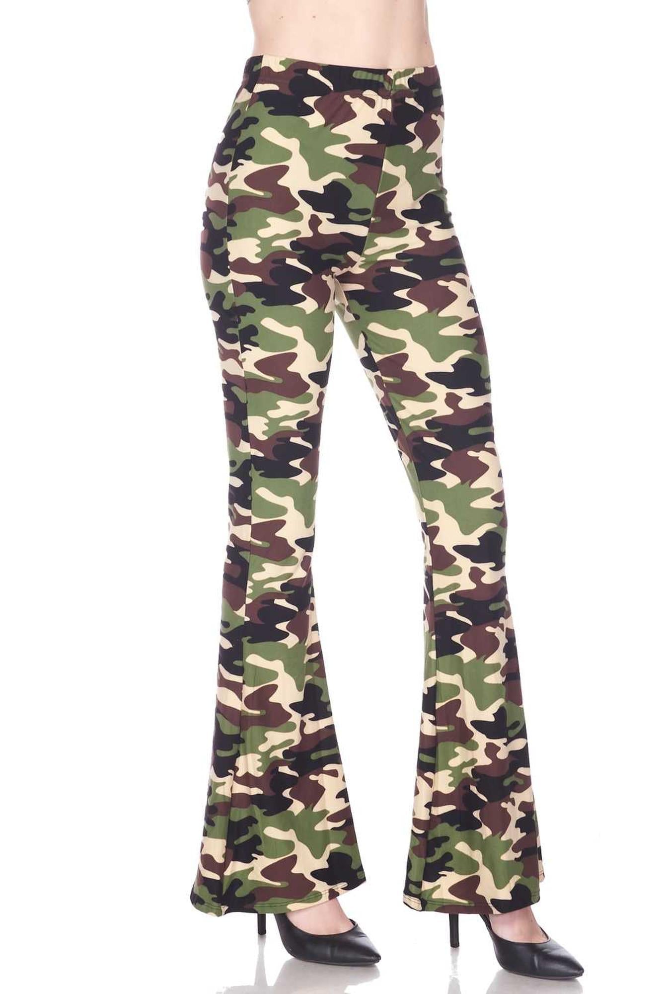 Buttery Smooth Active Duty Camouflage Bell Bottom Leggings