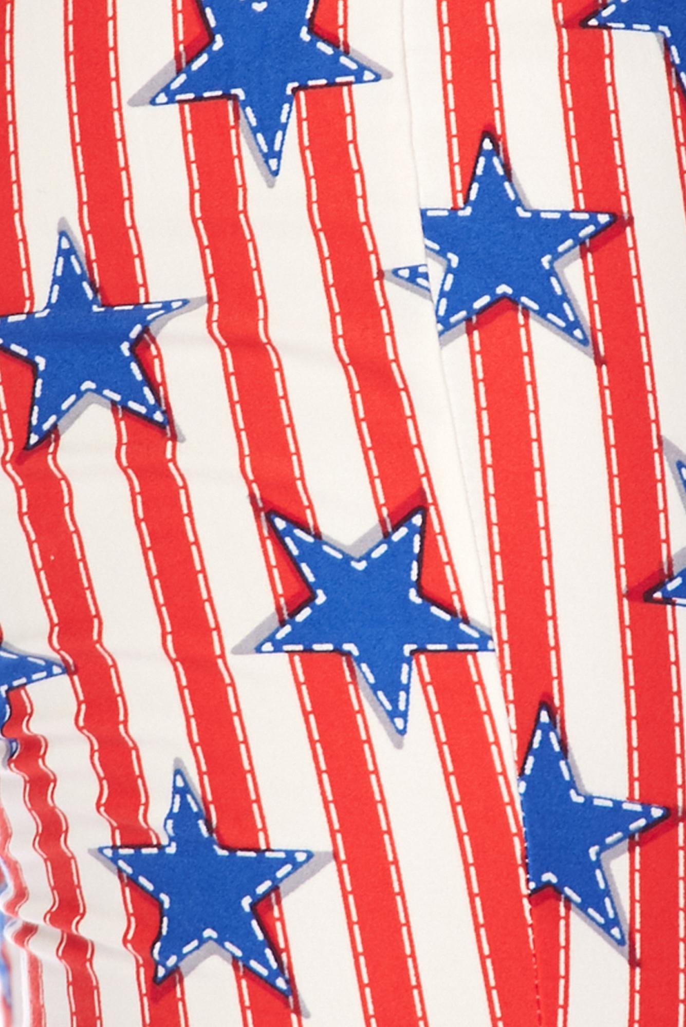 Buttery Smooth Vertical Stars on Stripes Bell Bottom Leggings