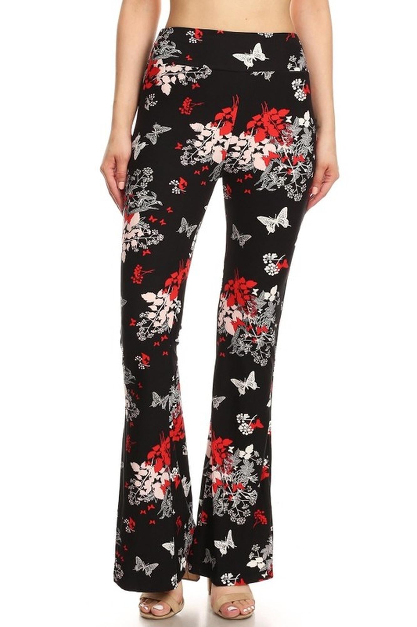 Buttery Smooth Butterfly Bloom Bell Bottom Leggings