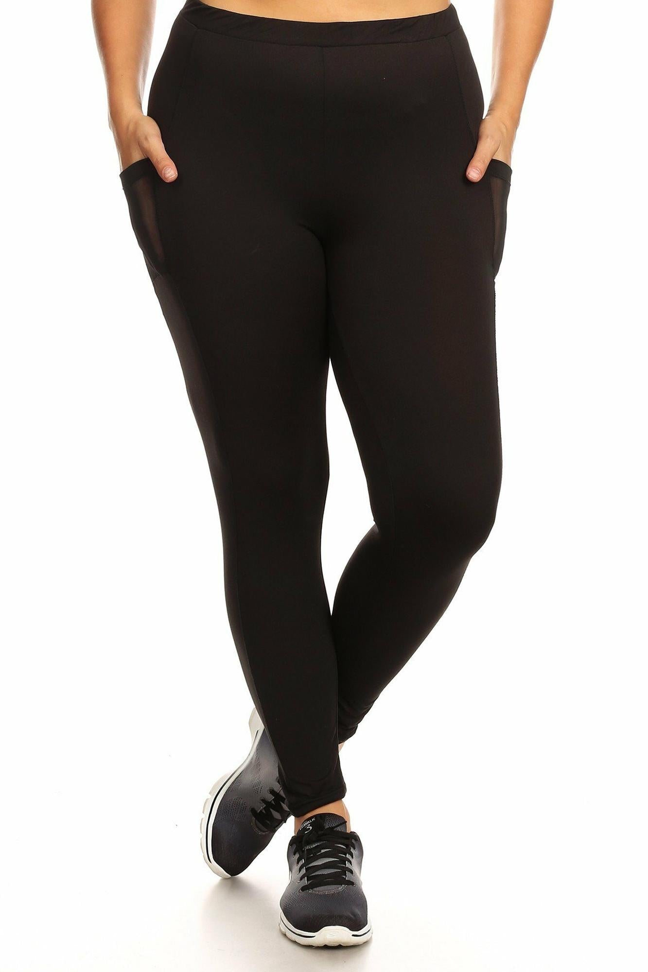 Buttery Smooth Sport Basic Leggings - Plus Size - 1XL 2XL 3XL with Side Pockets - 2 Pack