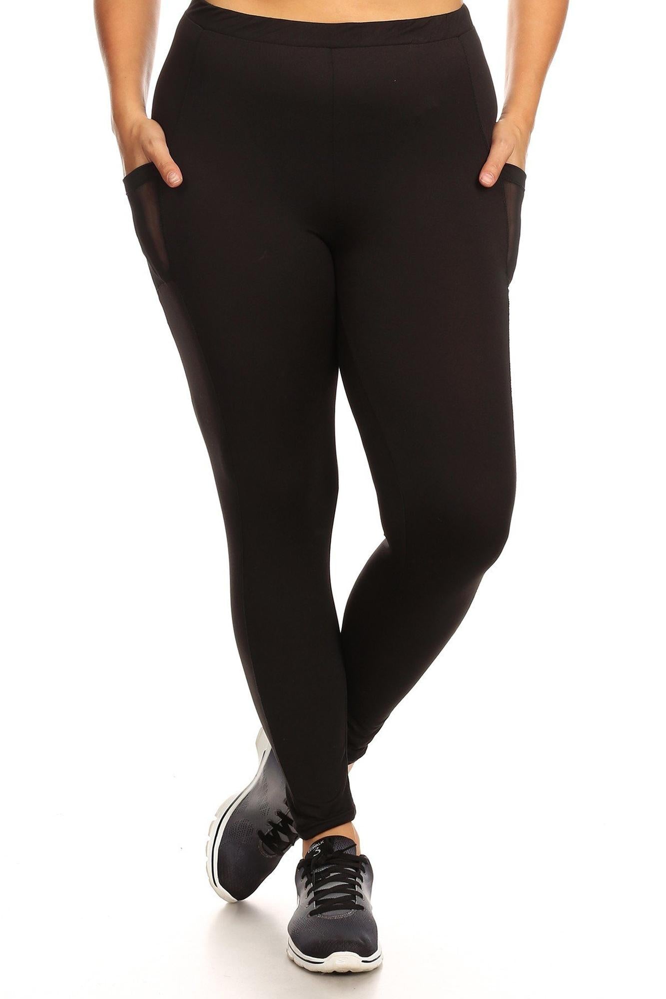 Buttery Smooth Sport Basic Leggings - Plus Size - 1XL 2XL 3XL with Side Pockets - 2 Pack