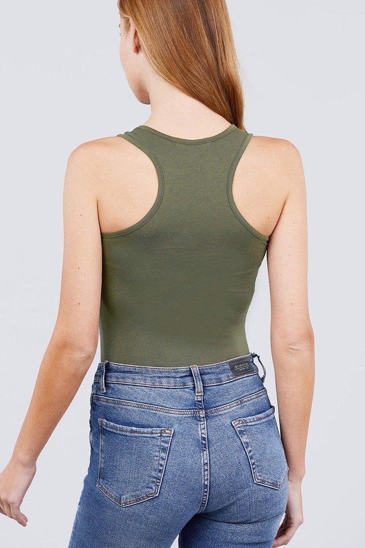 Basic Solid Scoop Neck Cotton Bodysuit