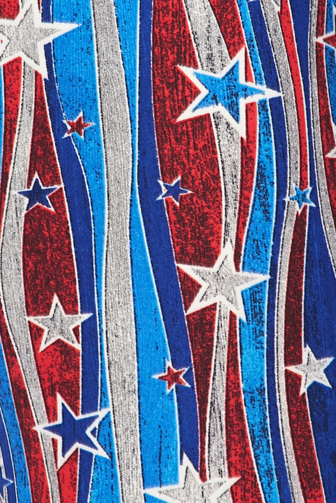 Buttery Soft Metallic USA Flag Capris (One Size Regular,Blue)