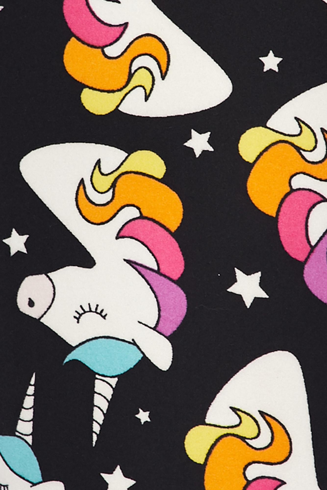 Buttery Soft Dreaming Unicorns Plus Size Capris (One Size Plus,Black)