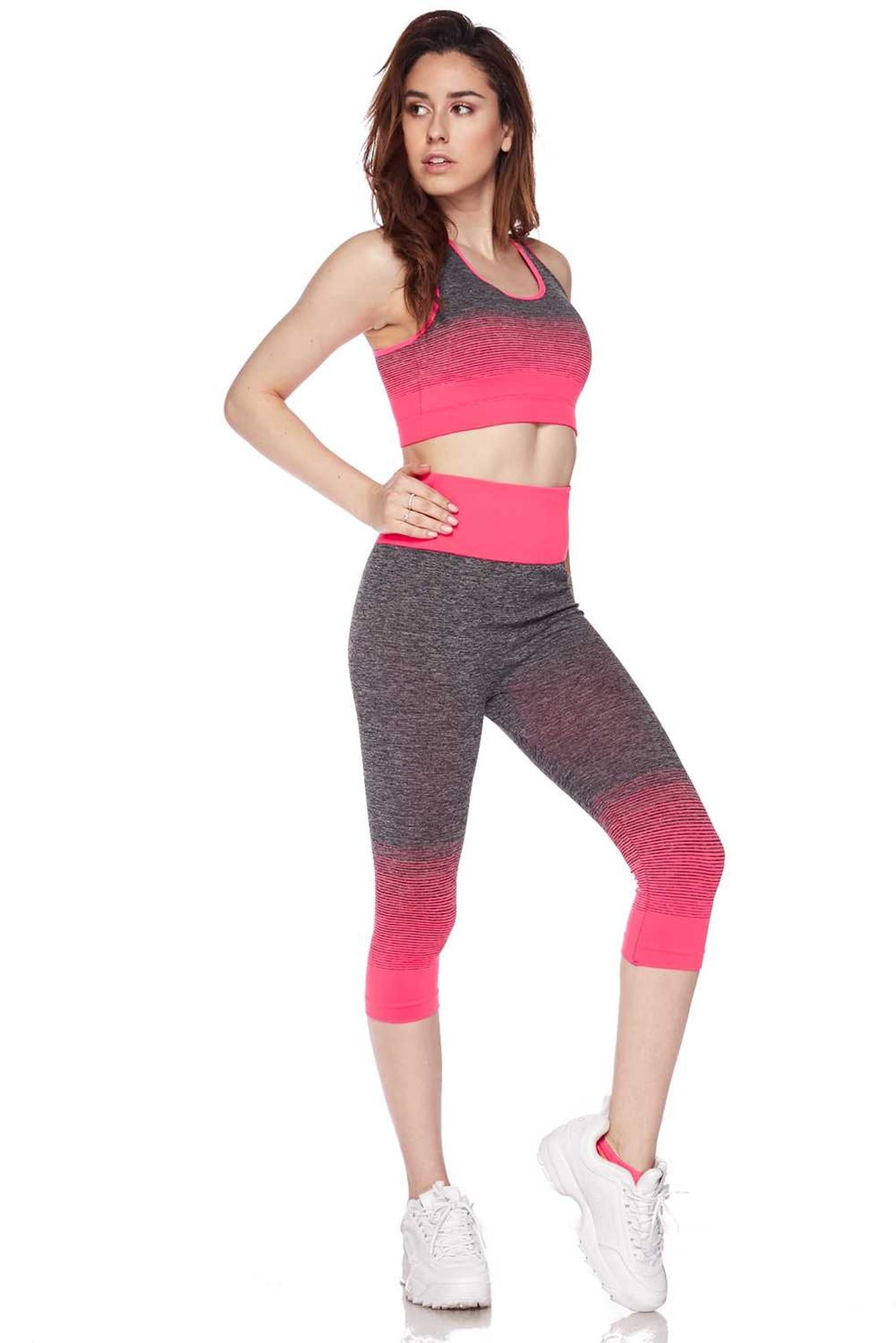 Premium 2 Color Ombre Sport Bra and Capri Set