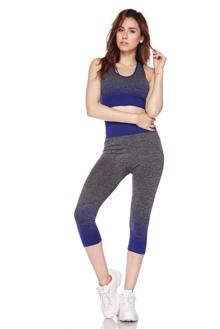 Premium 2 Color Ombre Sport Bra and Capri Set