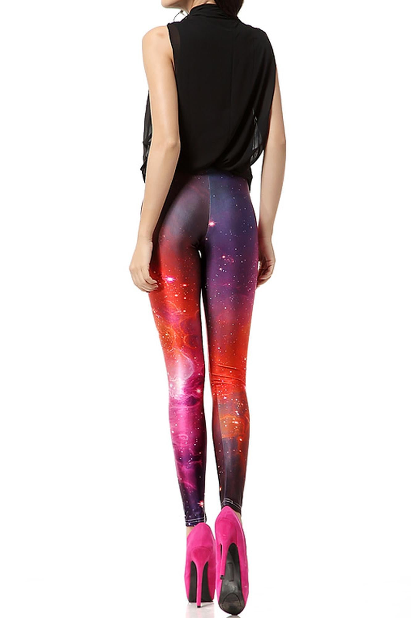 Graphic Print Ruby Color Blast Cosmos Leggings