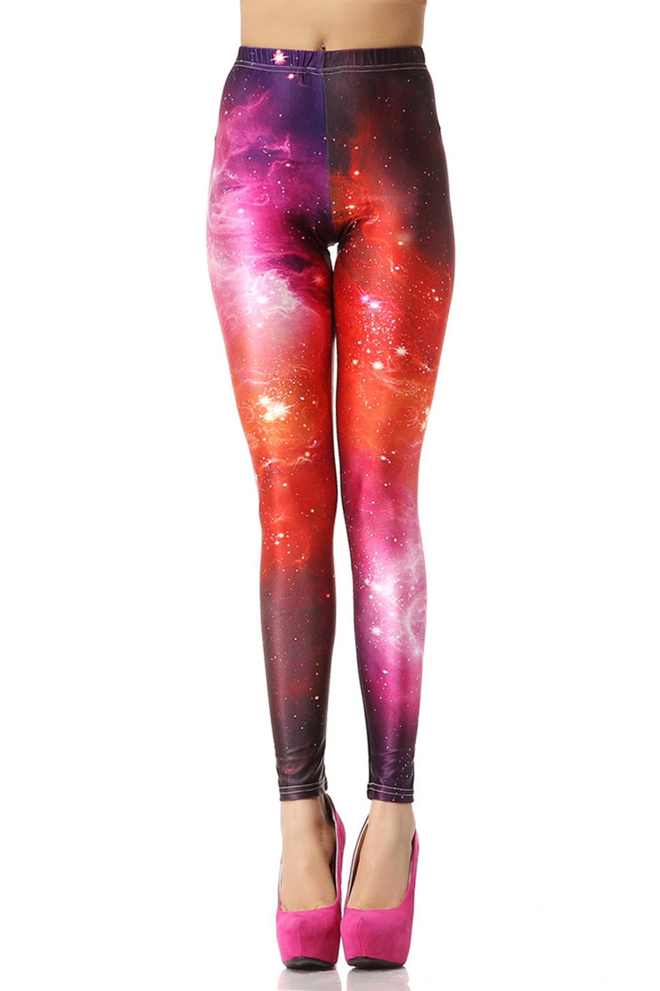 Graphic Print Ruby Color Blast Cosmos Leggings