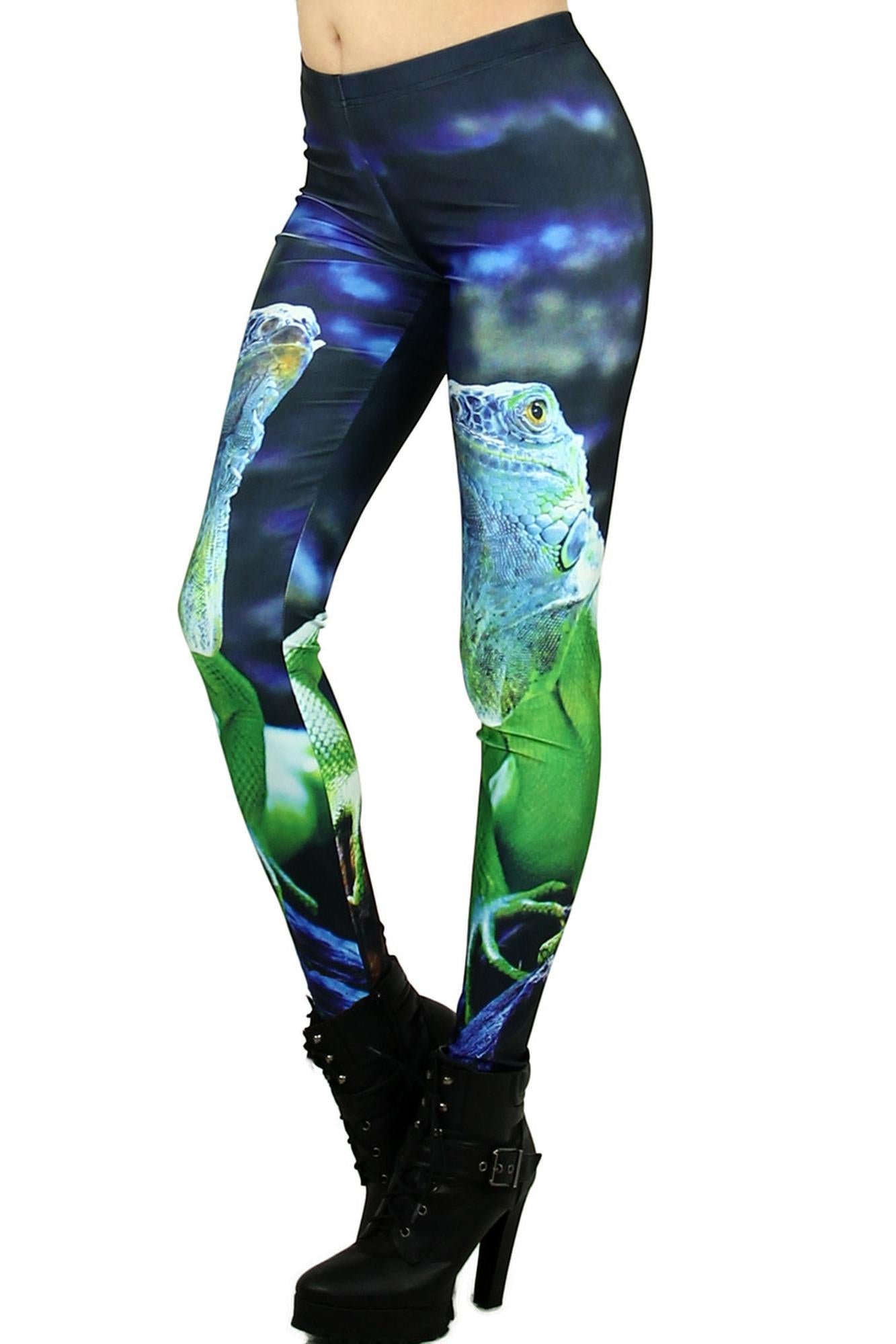 Premium Graphic Print Iguana Leggings