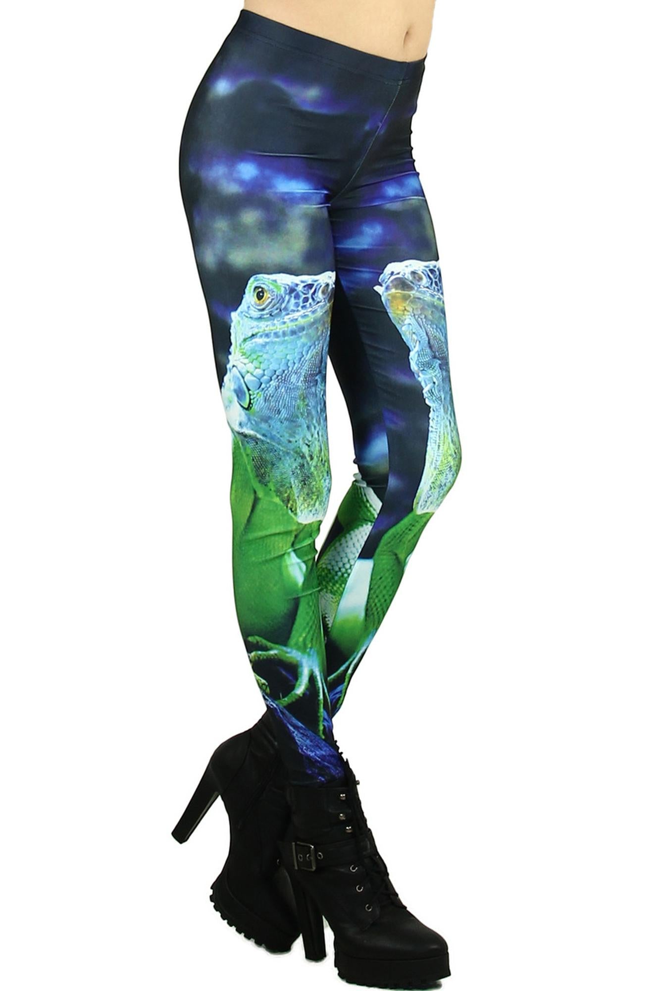 Premium Graphic Print Iguana Leggings