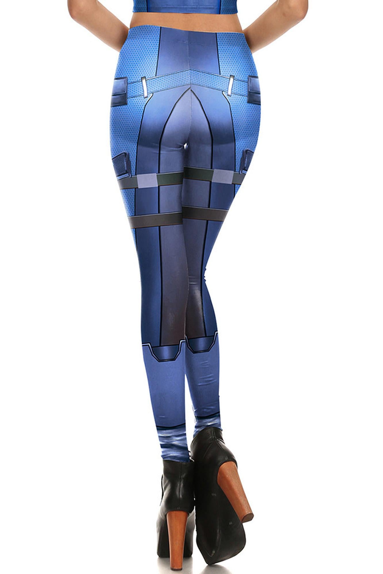 Premium Graphic Blue Cyber Armor Leggings