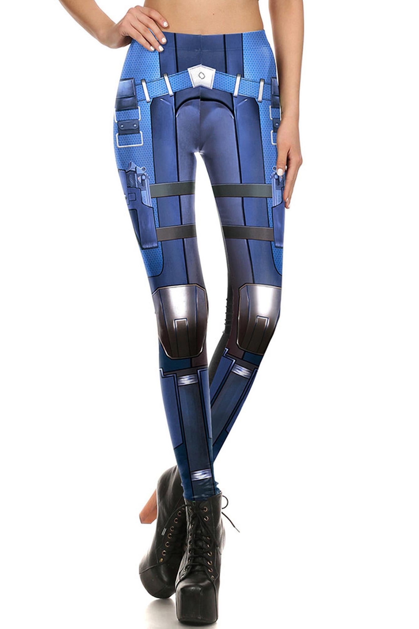 Premium Graphic Blue Cyber Armor Leggings