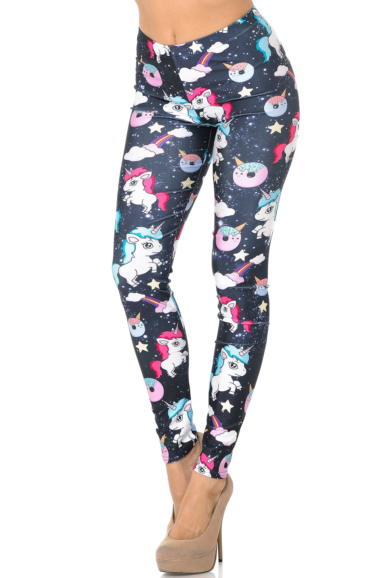Graphic Print Unicorn Rainbow and Treats Leggings