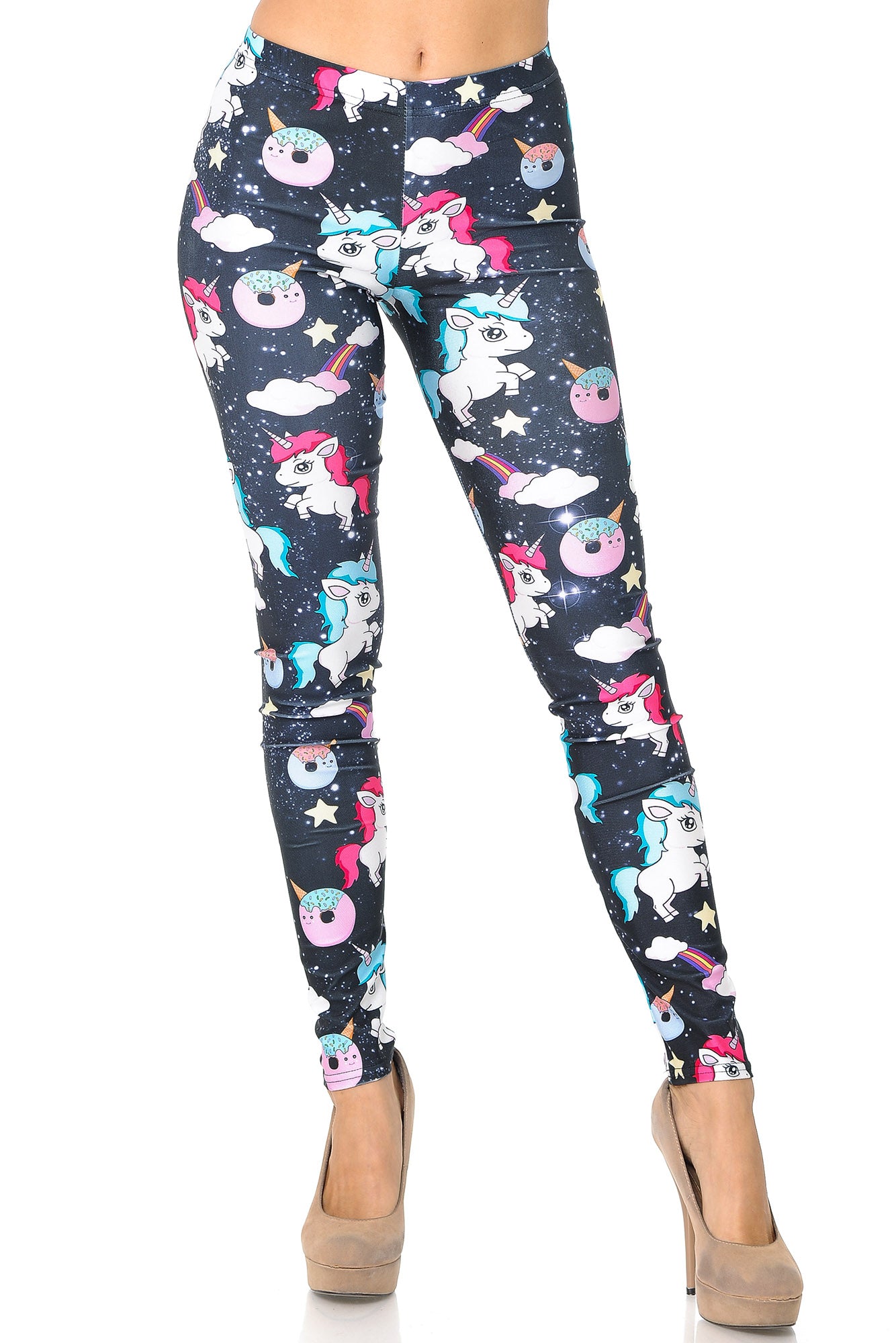Graphic Print Unicorn Rainbow and Treats Leggings
