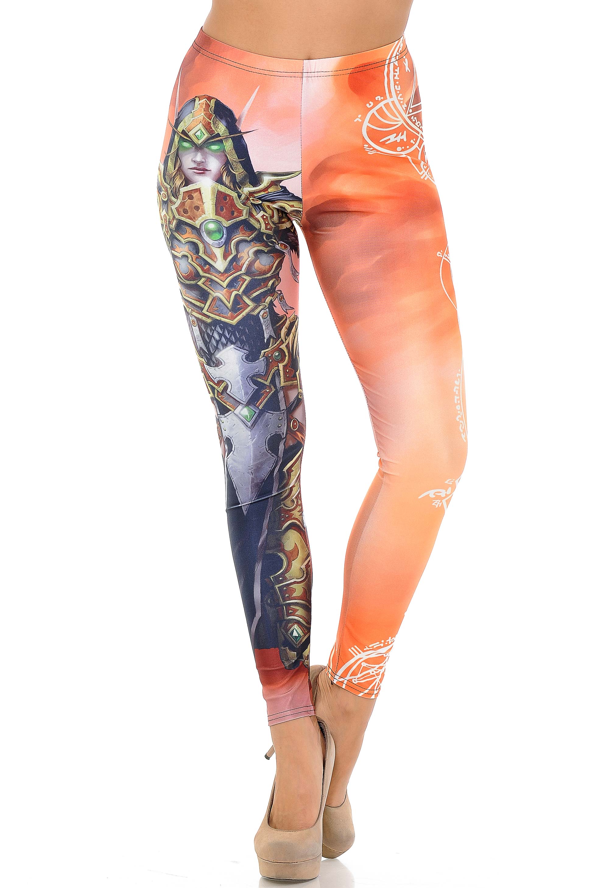 Graphic Print Female Elf Warrior Leggings
