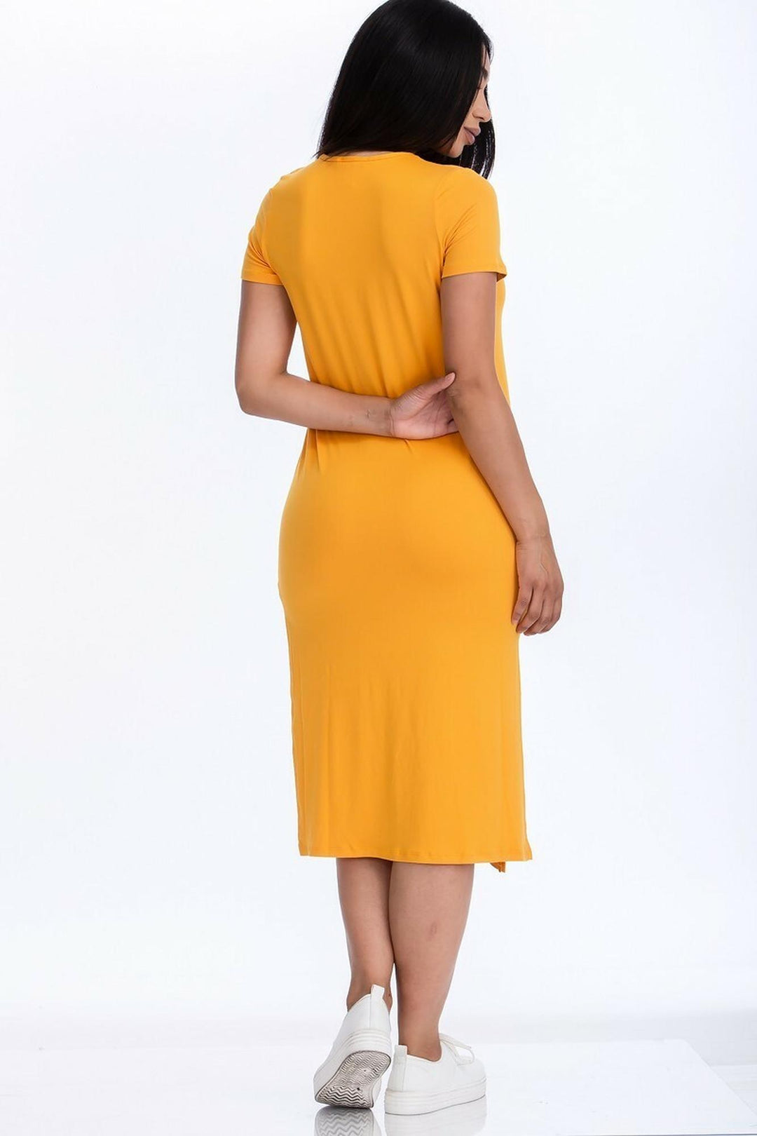 double slit midi dress Long Dress with Double Slit: Artistic Modal Satin Gown