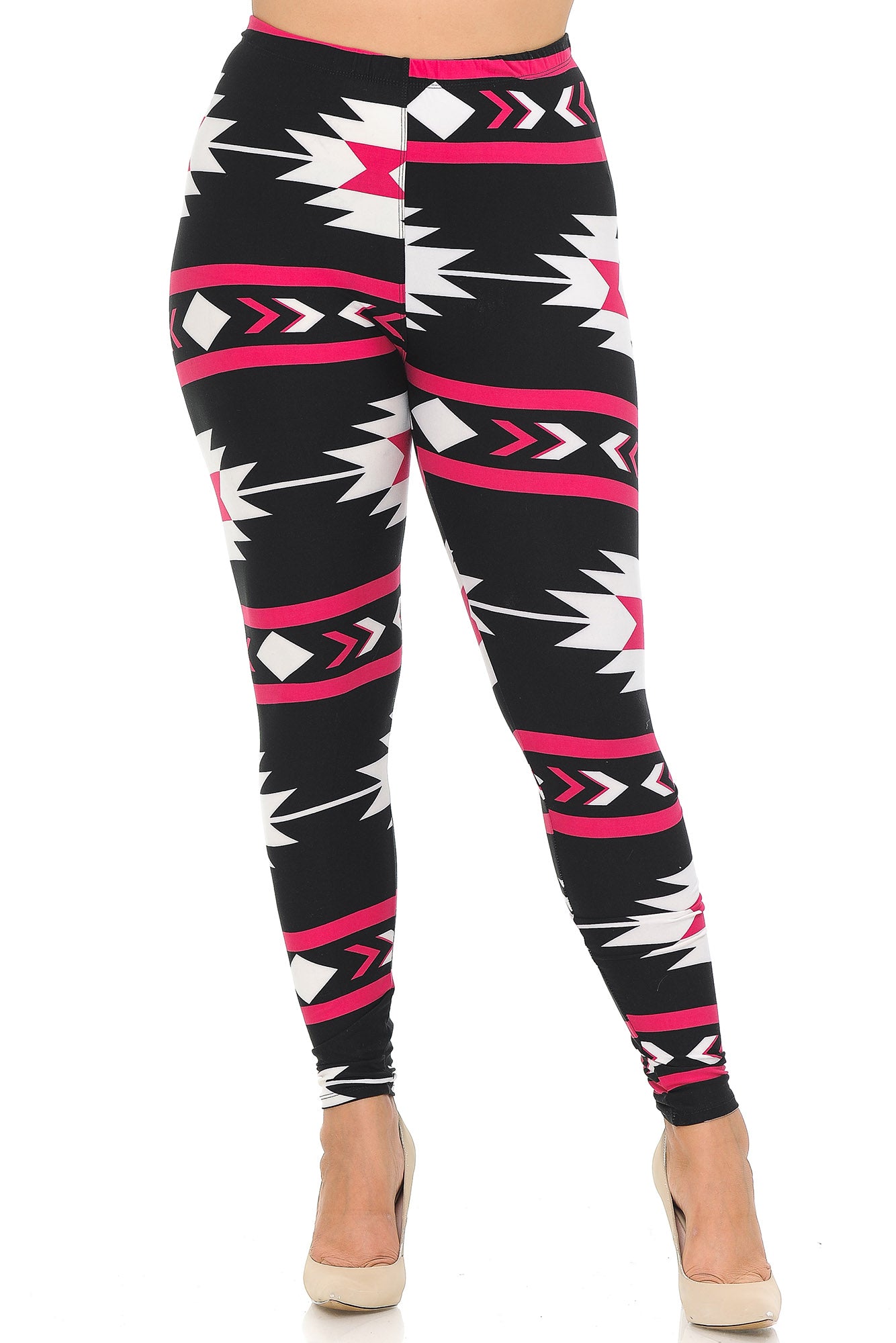 Buttery Smooth Magenta Aztec Tribal Leggings - Extra Plus Size - 3XL 4XL 5XL