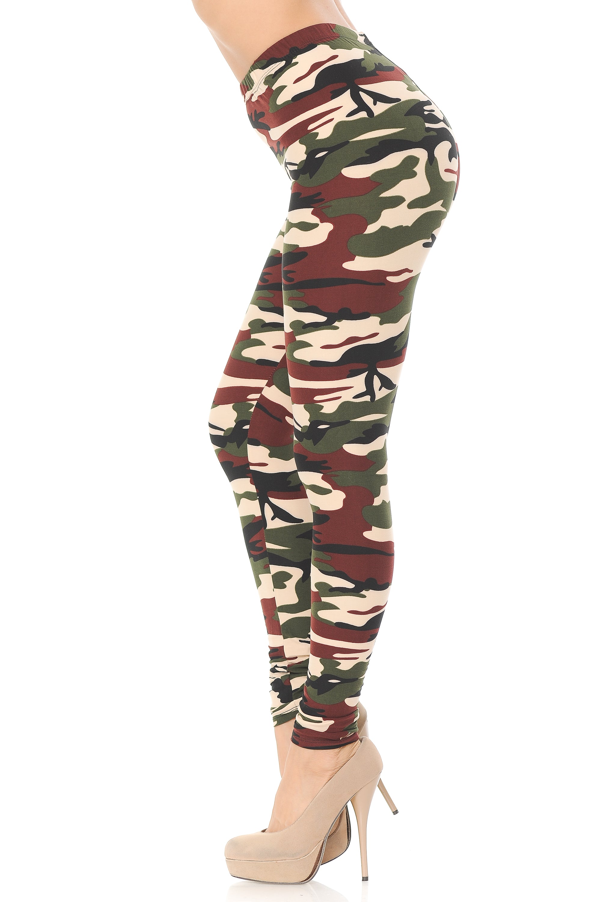 Buttery Soft Cozy Camouflage Extra Plus Size Leggings - 3X-5X (XPlus One Size,Brown)