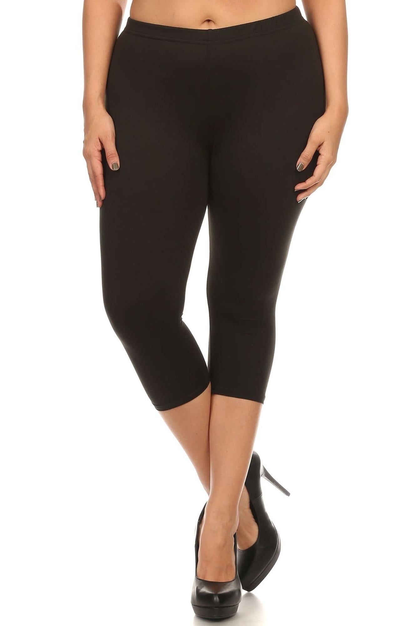 Buttery Smooth Basic Solid Capris Leggings - Extra Plus Size - 3XL 4XL 5XL