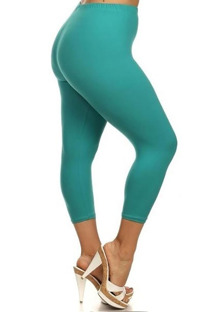 Buttery Smooth Basic Solid Capris Leggings - Extra Plus Size - 3XL 4XL 5XL