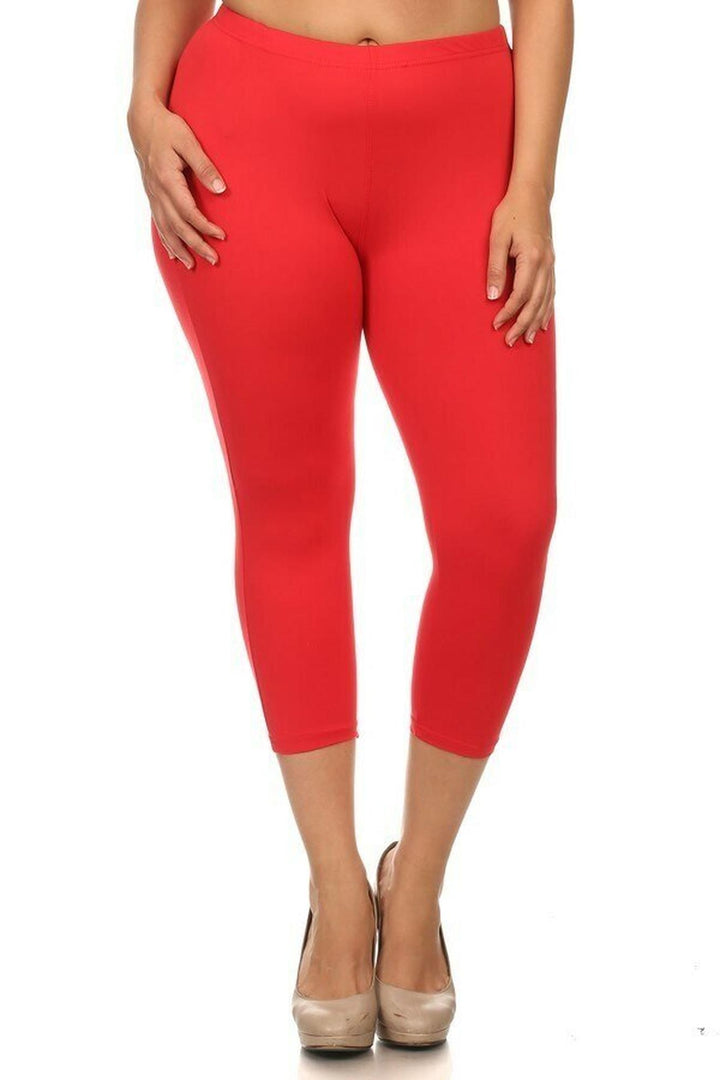 Buttery Smooth Basic Solid Capris Leggings - Extra Plus Size - 3XL 4XL 5XL
