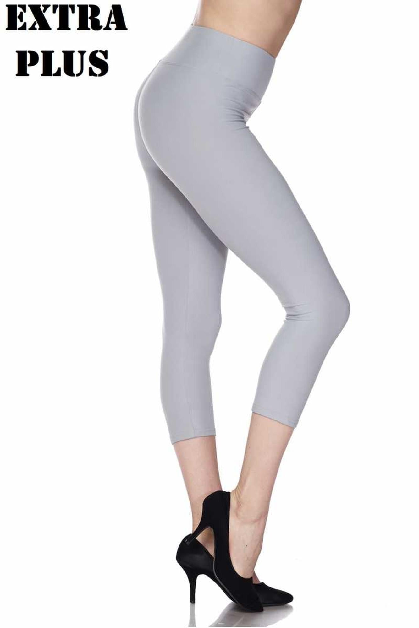 Buttery Smooth Basic Solid High Waisted Capris Leggings - Extra Plus Size - 3 Inch Waist - 3XL 4XL 5XL
