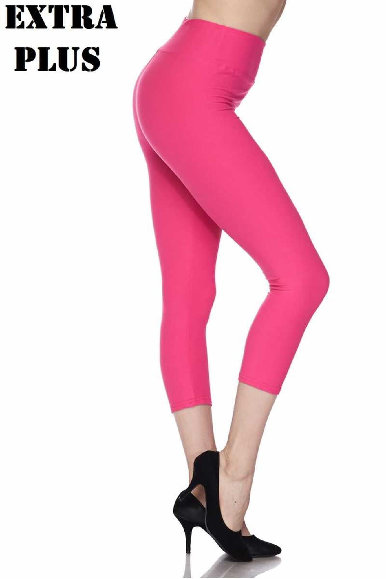Buttery Smooth Basic Solid High Waisted Capris Leggings - Extra Plus Size - 3 Inch Waist - 3XL 4XL 5XL