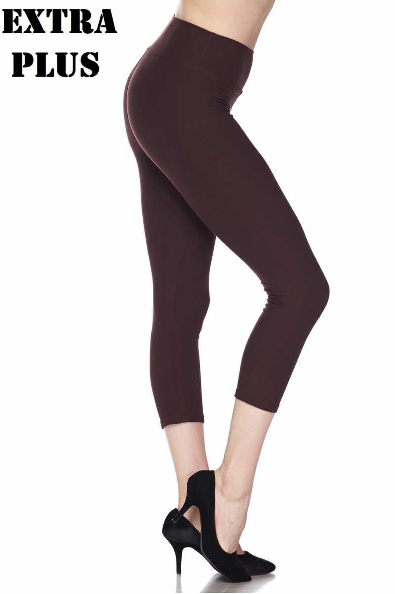 Buttery Smooth Basic Solid High Waisted Capris Leggings - Extra Plus Size - 3 Inch Waist - 3XL 4XL 5XL