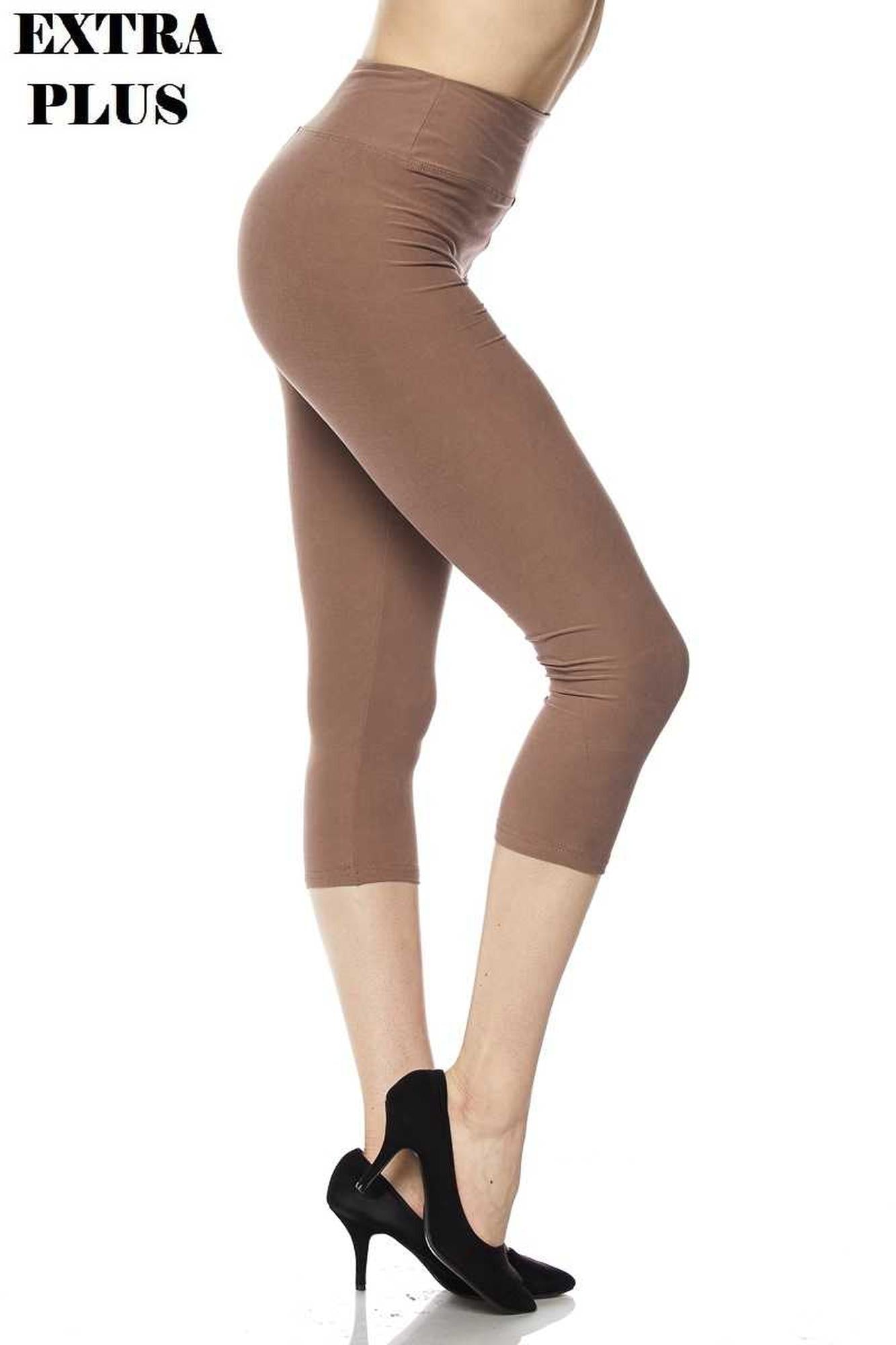 Buttery Smooth Basic Solid High Waisted Capris Leggings - Extra Plus Size - 3 Inch Waist - 3XL 4XL 5XL