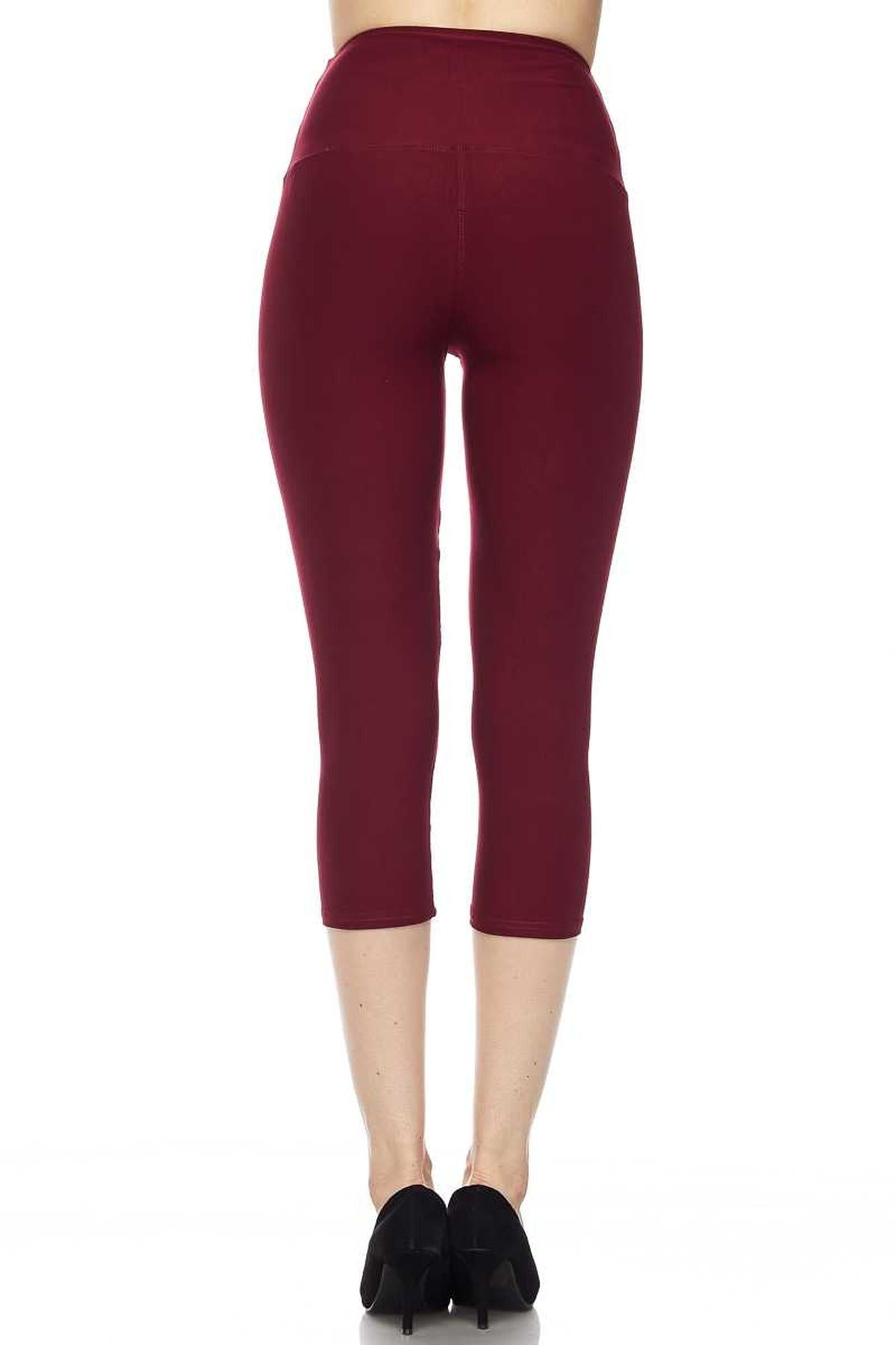Buttery Smooth Basic Solid High Waisted Capris Leggings - 5 Inch Waist - Extra Plus Size - 3XL 4XL 5XL