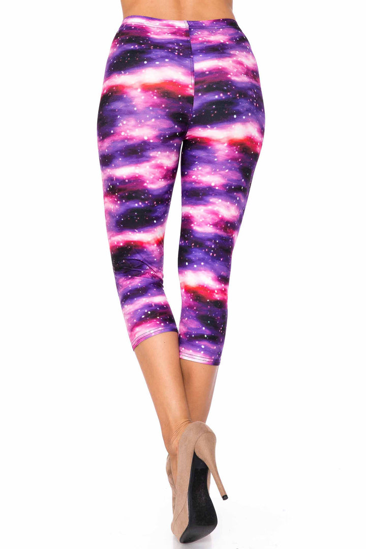 Creamy Soft Capri Leggings Premium Women's Purple Mist Extra Plus, High Rise, Stretchy, Comfortable, 3X-5X Capris - by USA Fashion