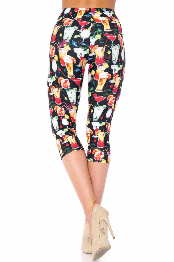 Creamy Soft Tropical Cocktails Extra Plus Size Capris - 3X-5X - USA Fashionâ„¢ (XPlus One Size,Black)