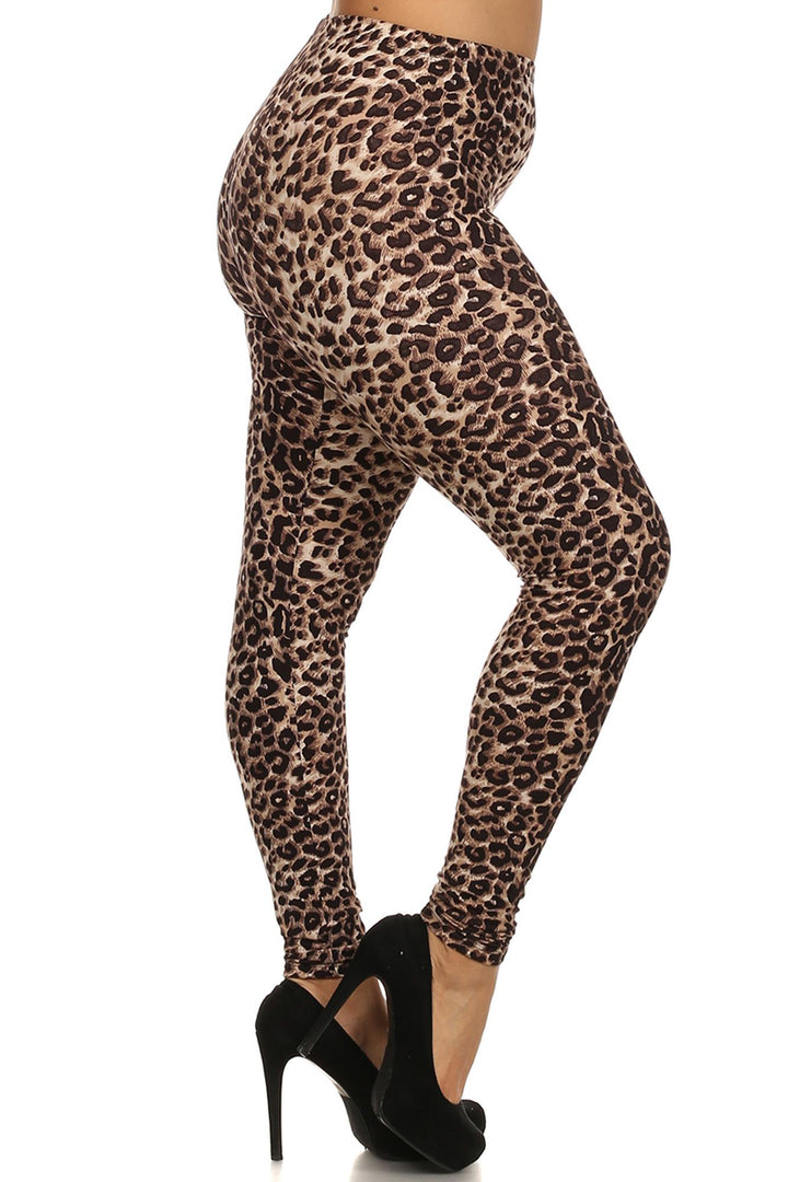 Buttery Soft Feral Cheetah Extra Plus Size Leggings - 3X-5X (XPlus One Size,Brown)