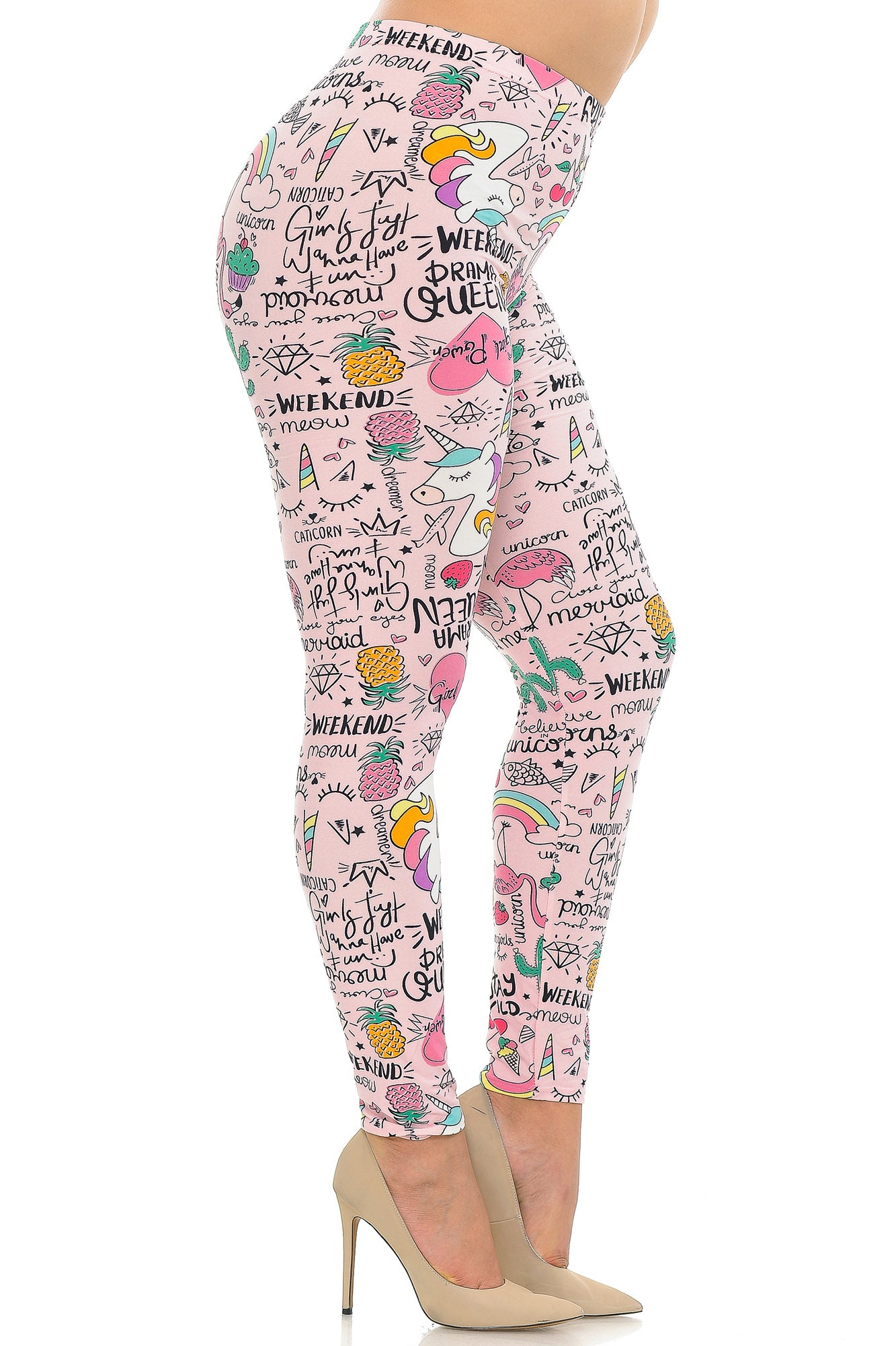 Buttery Soft Weekend Drama Queen Extra Plus Size Leggings - 3X-5X (Pink,XPlus One Size)