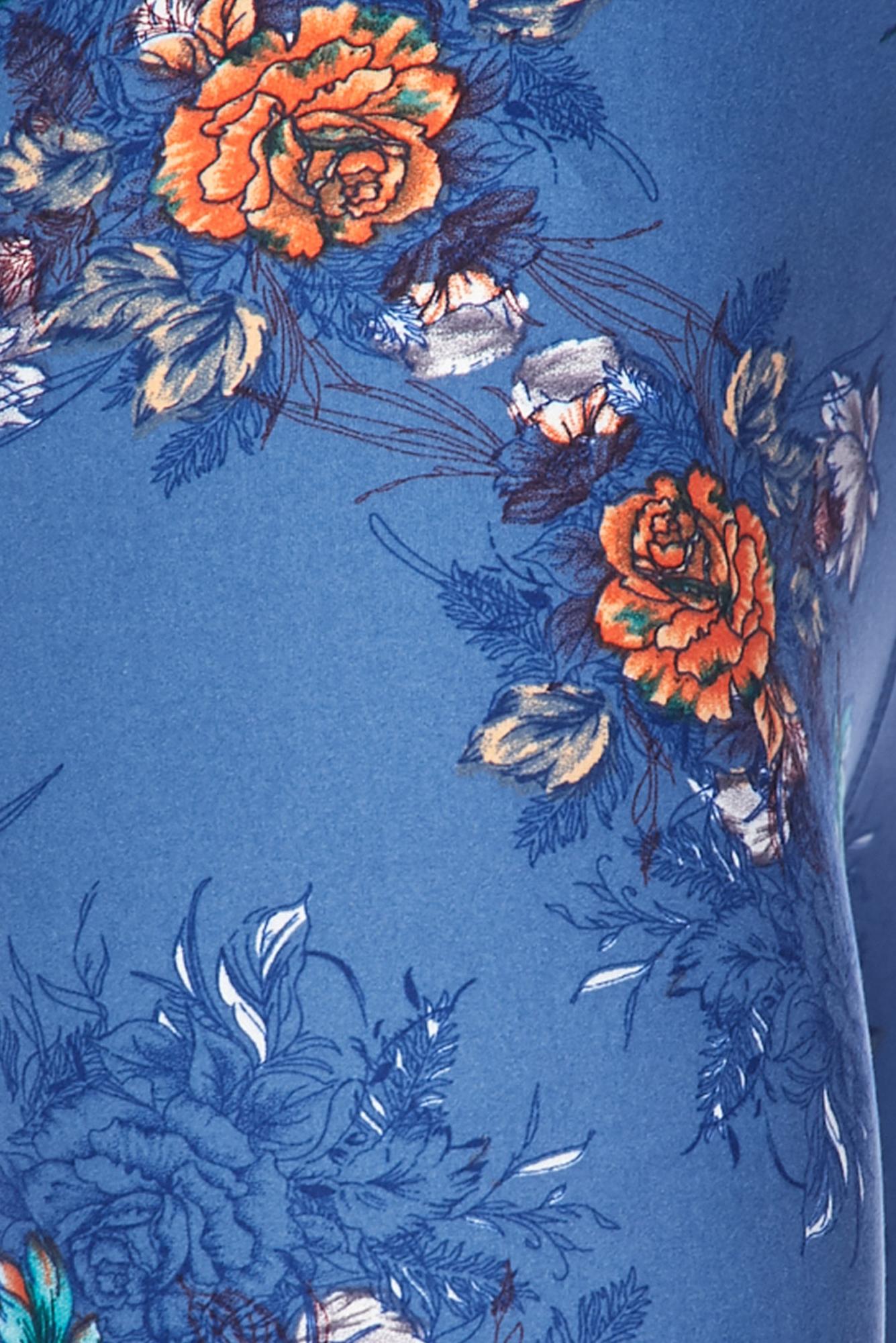 Buttery Soft Denim Blue Floral Rose Extra Plus Size Leggings - 3X-5X (XPlus One Size,Blue)