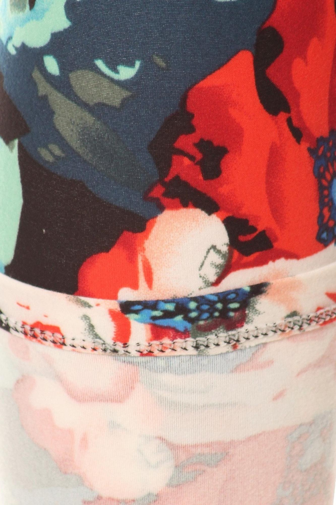 Buttery Soft Painted Floral Extra Plus Size Leggings - 3X-5X (XPlus One Size,Multi Color Bold)