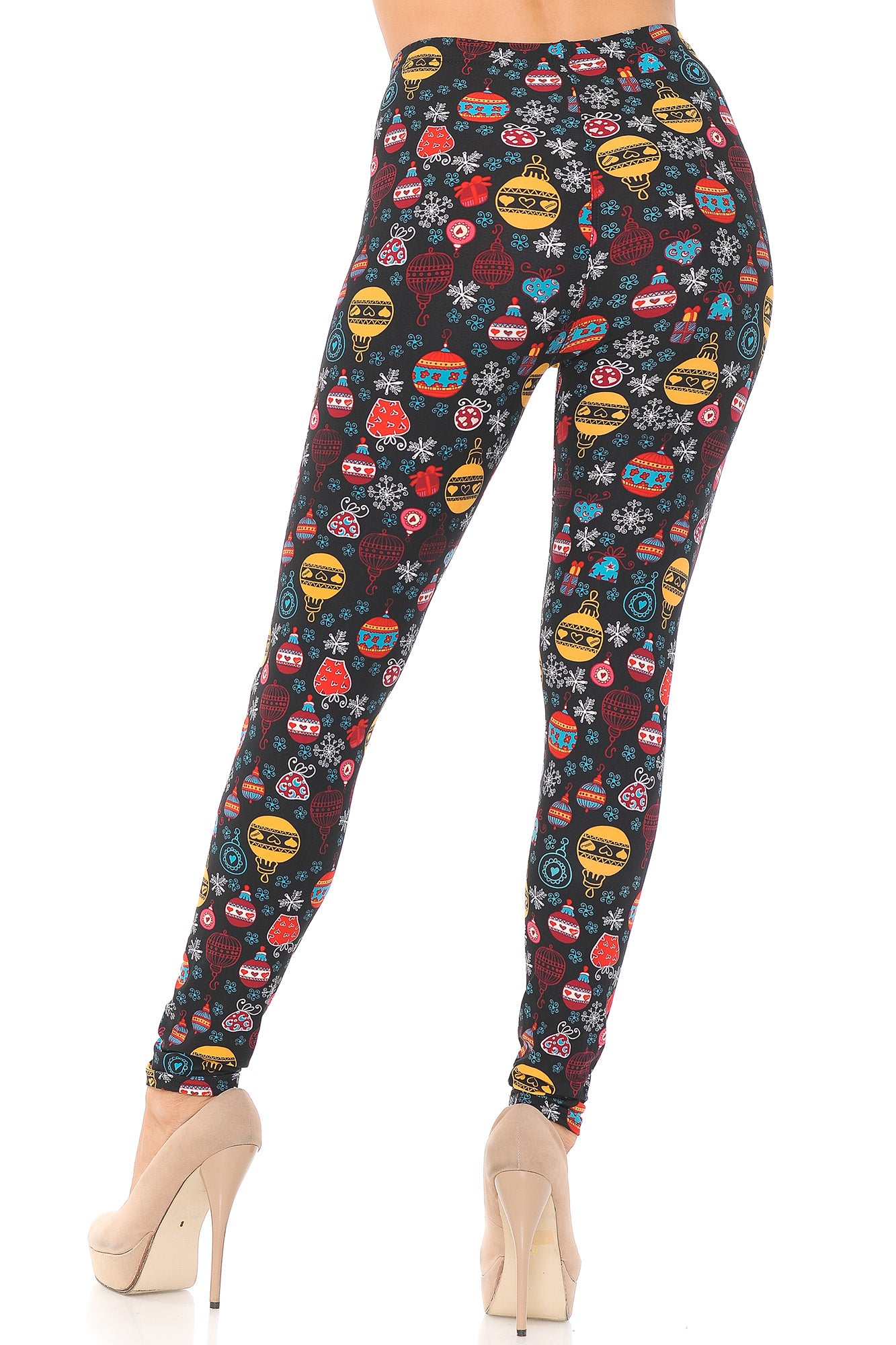 Buttery Soft Colorful Hanging Christmas Ornaments Extra Plus Size Leggings - 3X-5X (XPlus One Size,Multi Color Bold)