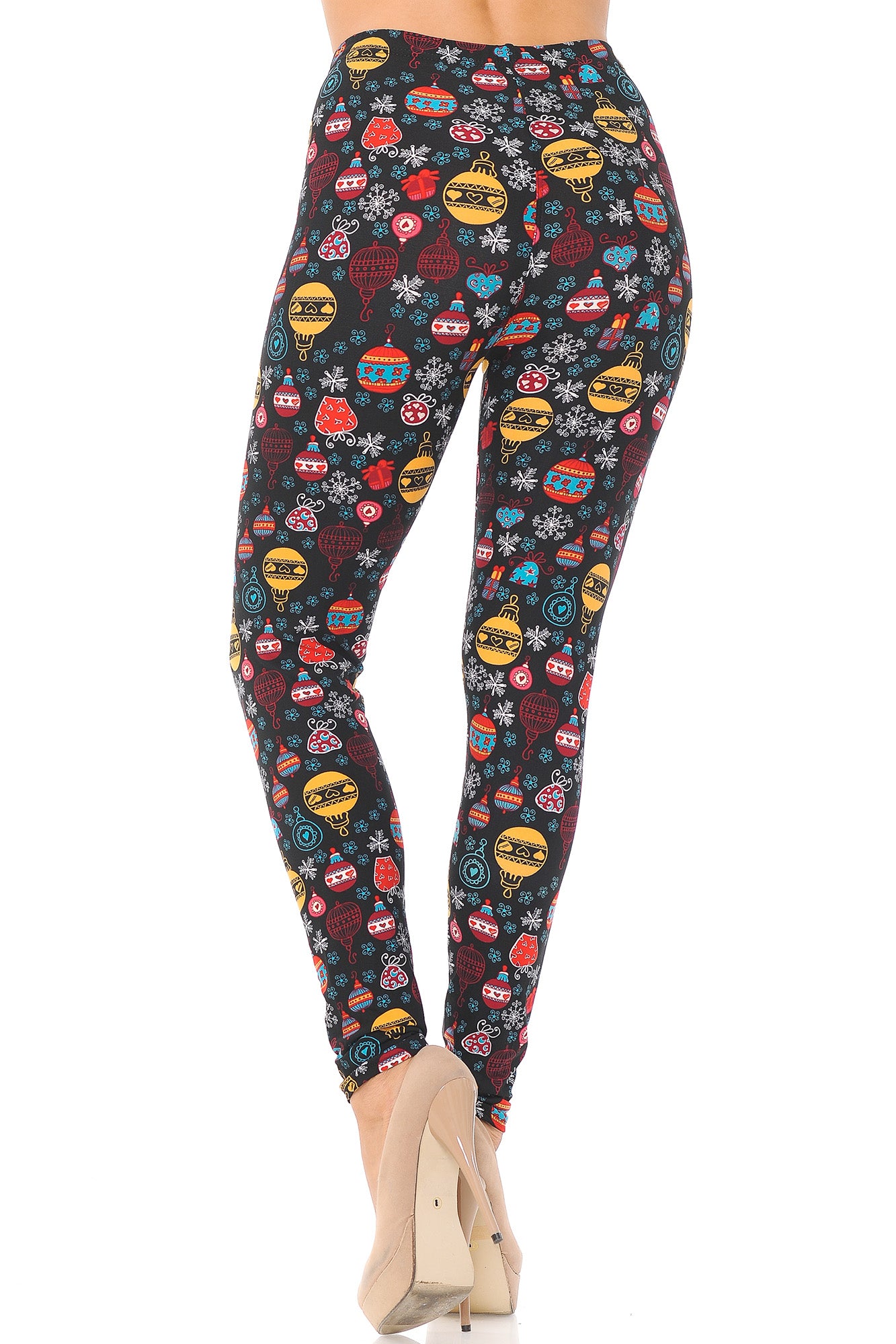Buttery Soft Colorful Hanging Christmas Ornaments Extra Plus Size Leggings - 3X-5X (XPlus One Size,Multi Color Bold)