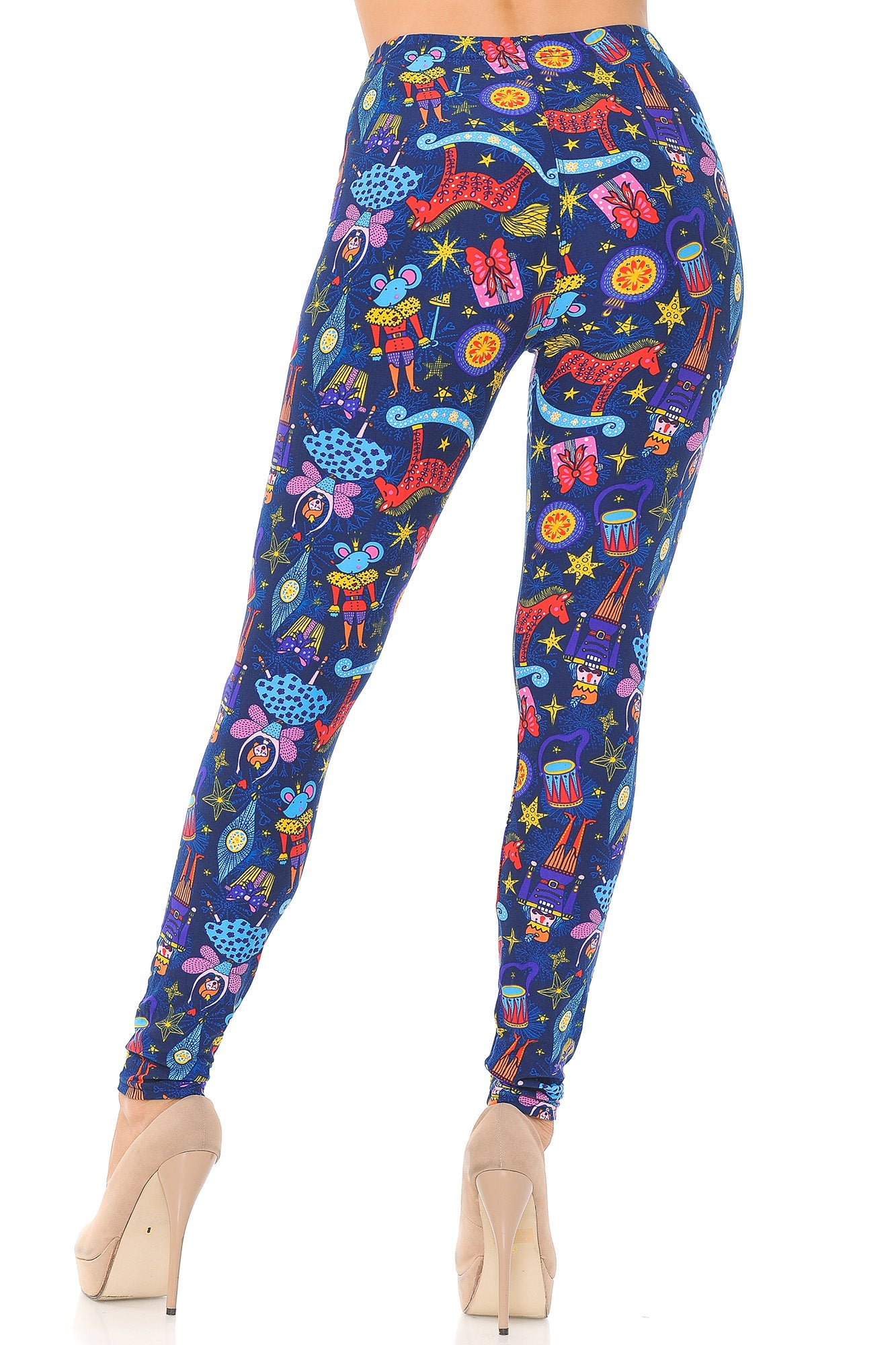 Buttery Soft Nutcracker Christmas Trinkets Extra Plus Size Leggings - 3X-5X (XPlus One Size,Blue)