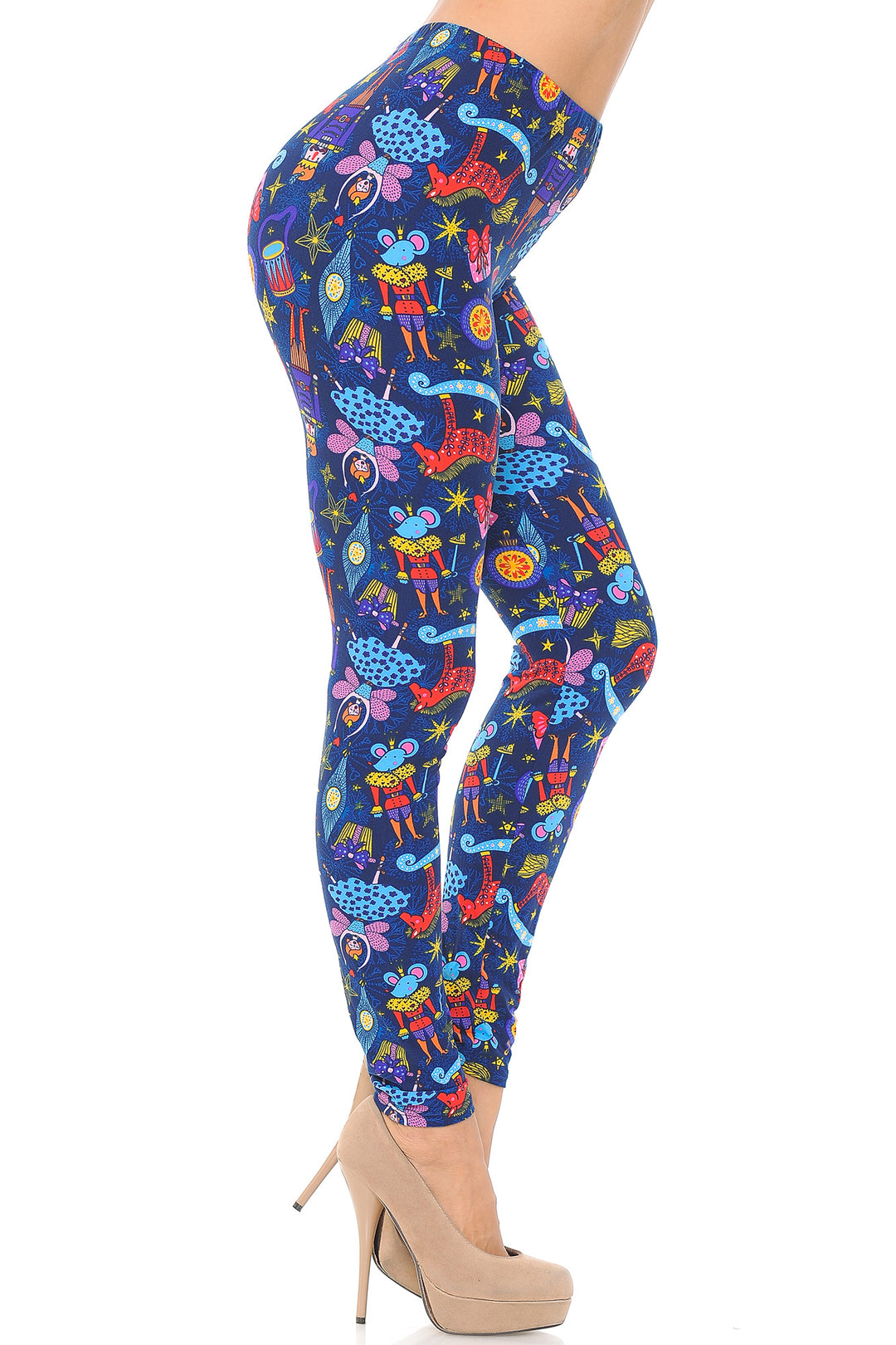 Buttery Soft Nutcracker Christmas Trinkets Extra Plus Size Leggings - 3X-5X (XPlus One Size,Blue)
