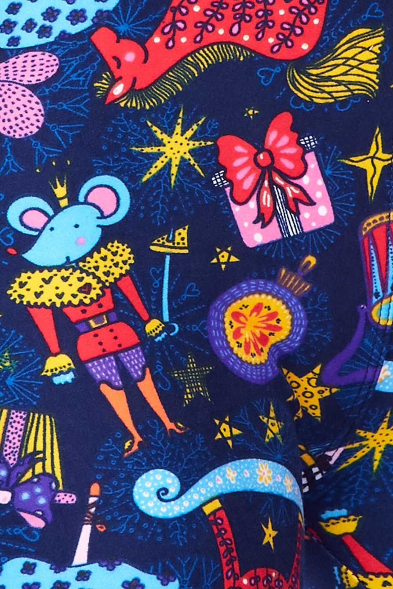 Buttery Soft Nutcracker Christmas Trinkets Extra Plus Size Leggings - 3X-5X (XPlus One Size,Blue)