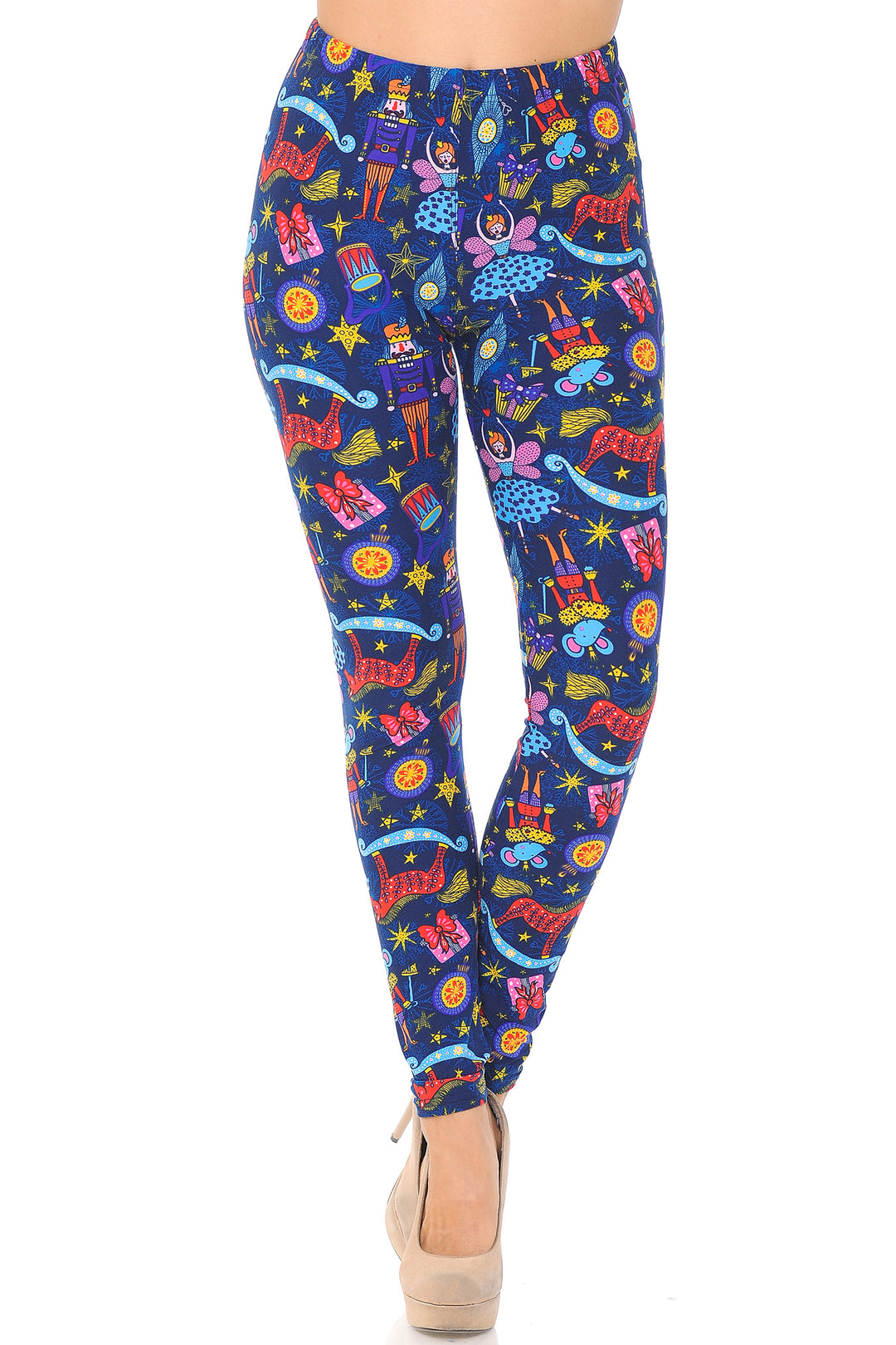 Buttery Soft Nutcracker Christmas Trinkets Extra Plus Size Leggings - 3X-5X (XPlus One Size,Blue)