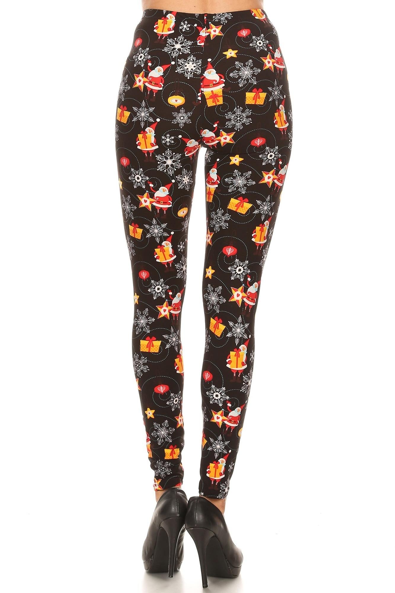 Buttery Soft Santa's Wonderland Christmas Extra Plus Size Leggings - 3X-5X (XPlus One Size,Black)