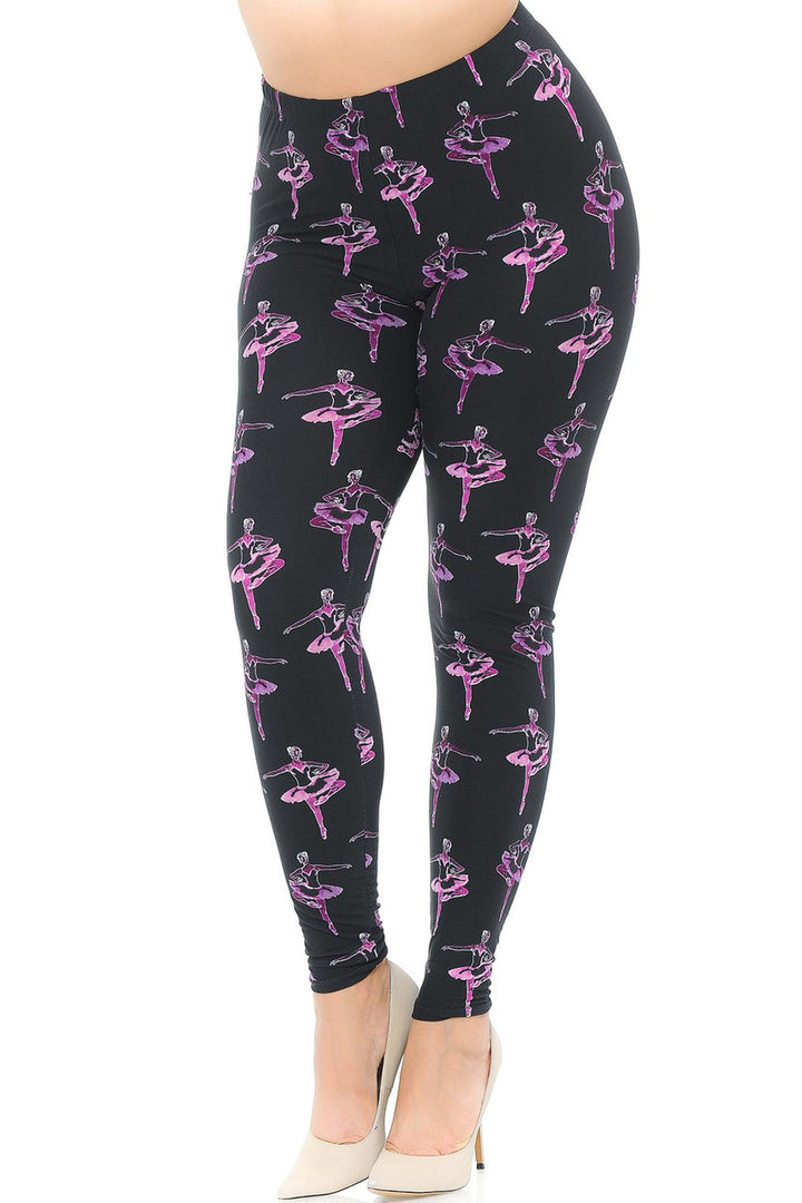 Buttery Soft Ballerina Extra Plus Size Leggings - 3X-5X (XPlus One Size,Black)