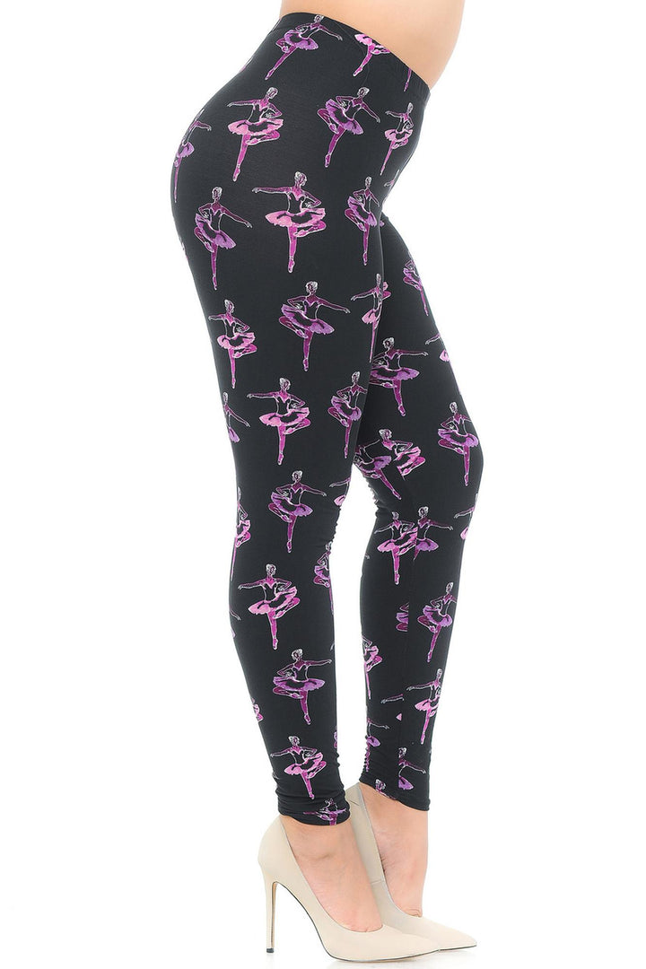 Buttery Soft Ballerina Extra Plus Size Leggings - 3X-5X (XPlus One Size,Black)