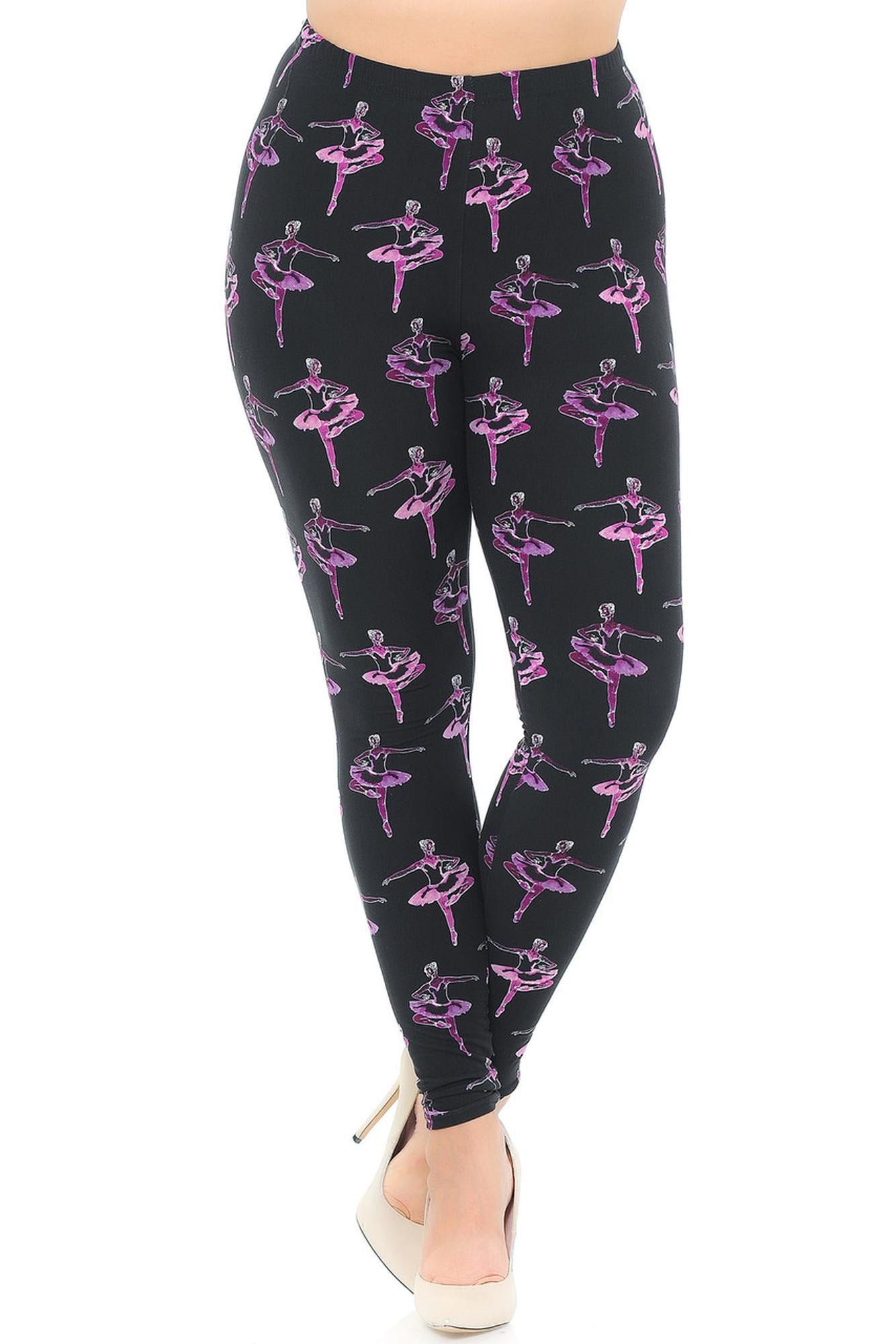 Buttery Soft Ballerina Extra Plus Size Leggings - 3X-5X (XPlus One Size,Black)